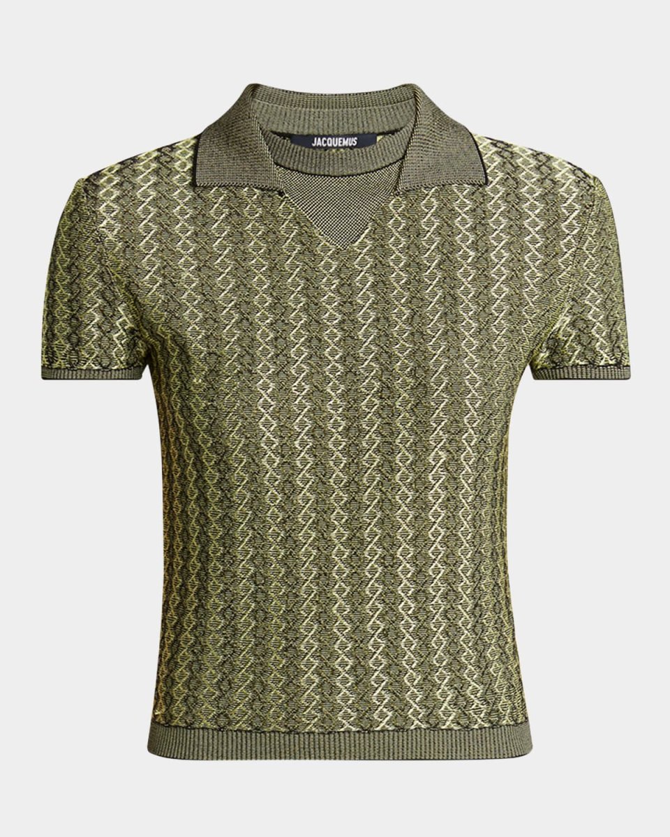 Marino Diamond-Knit Short-Sleeve Polo Top